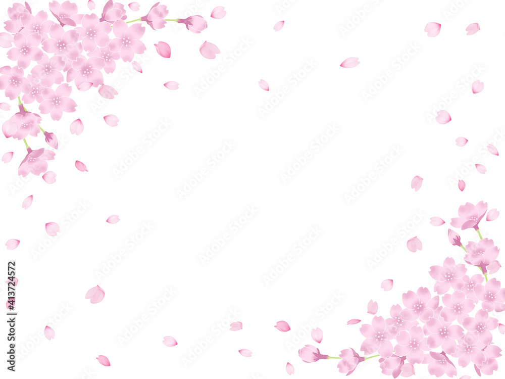 桜と花びらのフレーム
