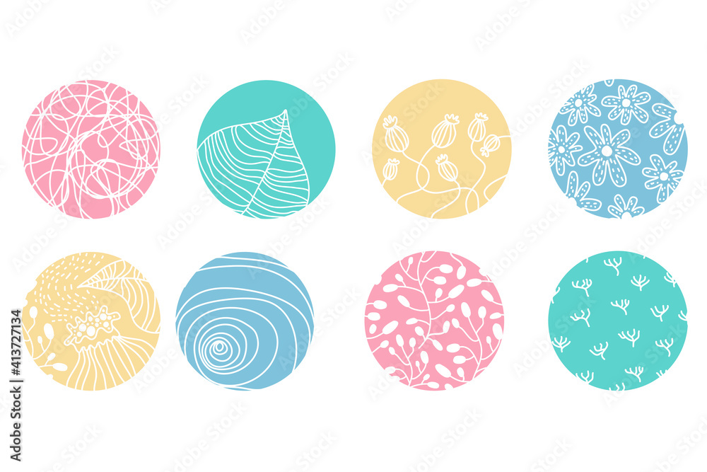 Highlight cover set, abstract floral botanical icons for social media. Vector illustration Highlight cover set, abstract floral botanical icons for social media. Vector illustration