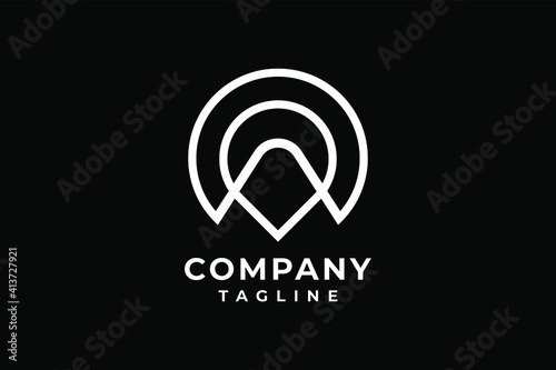 Abstract letter A and pin location logo template