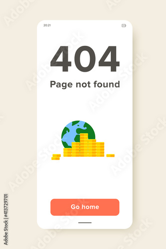 Earth globe and stacks of coins. Wealth, online, international. Money concept. Can be used for topics like finance, business, banking.