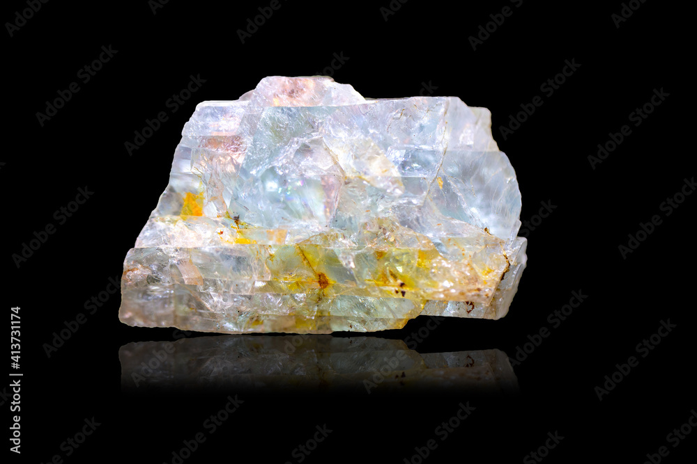 Mineral fluorite on a black background