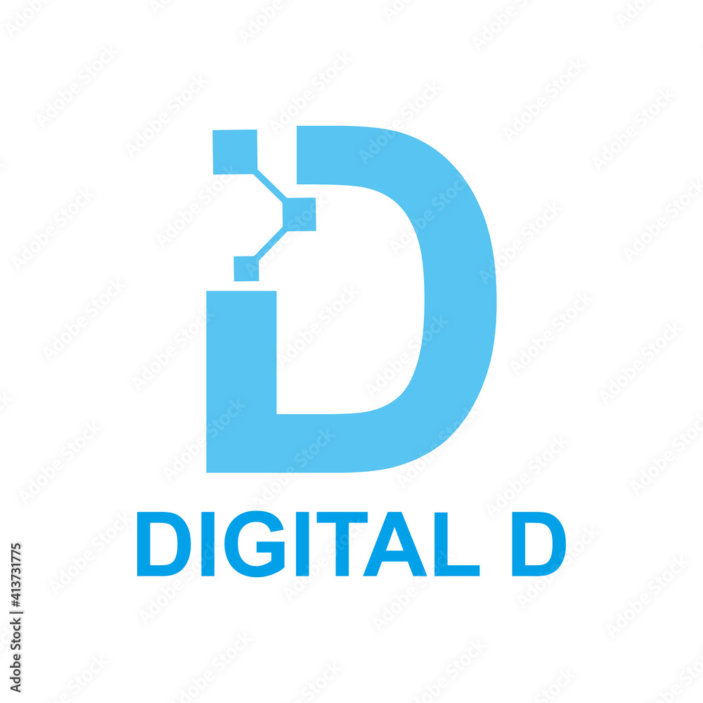 Letter d pixels logo initial design template