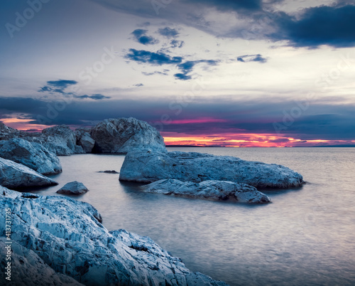 Sunset over the white rocks
