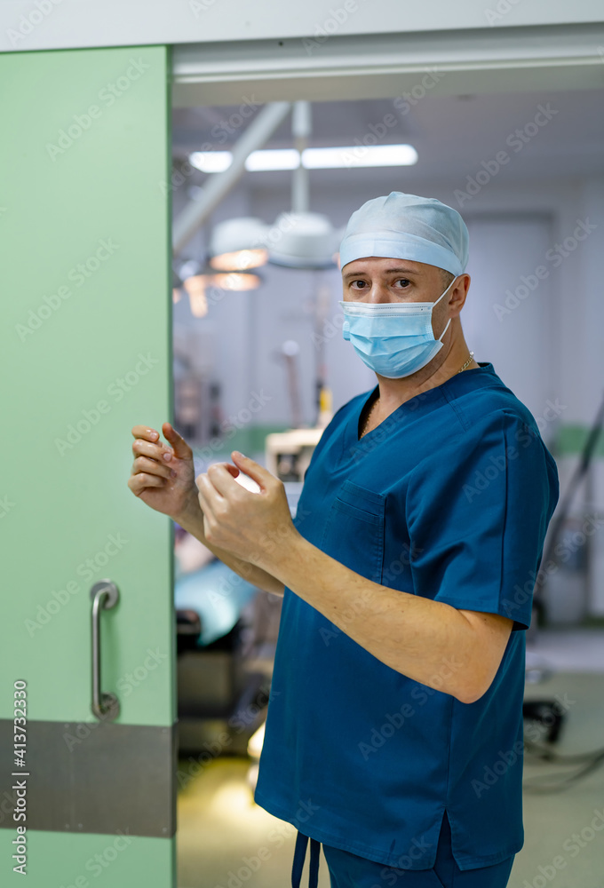 Doctor washing hands before operating. Hospital Concept.
