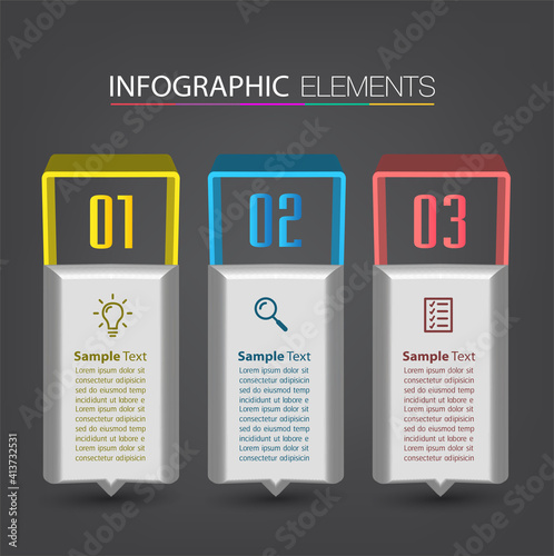 modern 3D text box template, banner Infographics