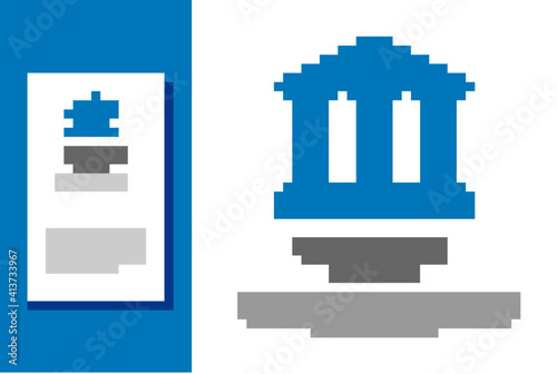 Blue Museum building icon isolated on white background. Logo design template element. Vector.