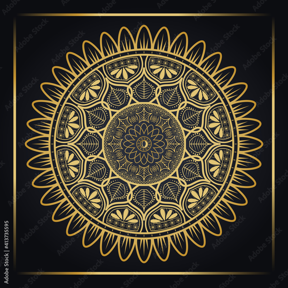 Luxury and Royal Ornamental Mandala Design in Golden Color with the background  Vector Illustration