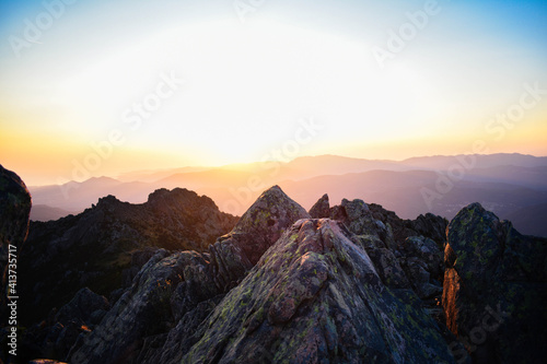 Nice sunset on top of a mountain photo
