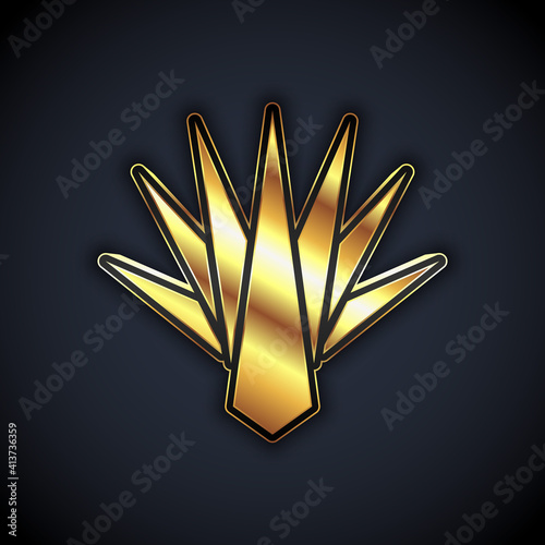 Gold Agave icon isolated on black background. Traditional Mexican plant. Vector.