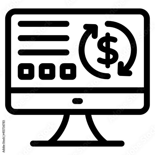 
Online money flow linear style icon, editable vector 
