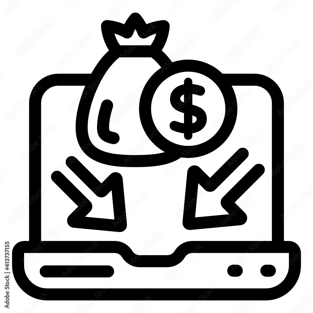 
Online profit in linear style icon, editable vector 
