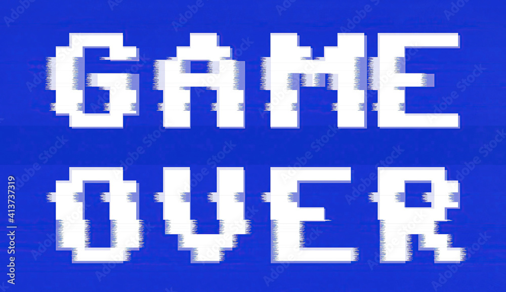Intentional distortion and glitch effect: a retro videogame screen with the text Game Over.
Intentional distortion and glitch effect: a retro videogame screen with the text Game Over.
