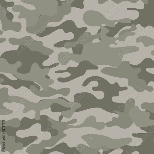 Camouflage seamless pattern background, Classic clothing style masking camo repeat print. illustration web design and clothes in grey and green color