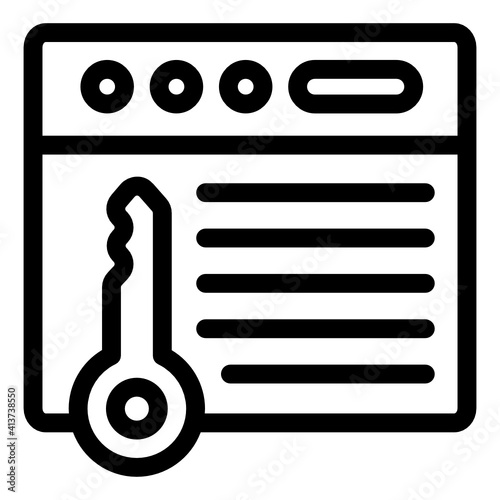 
Key with web denoting linear icon of encrypted website 
