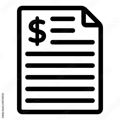 
Paper with dollar denoting linear icon of financial statement 
