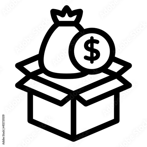 
Money box linear style editable vector 
