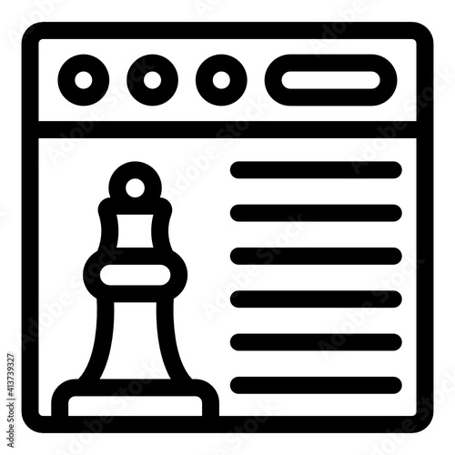 
Website with chess piece denoting linear icon of web strategy 
