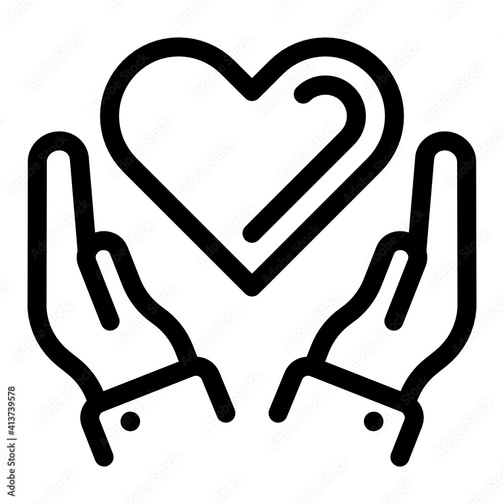 Heart in hands, linear icon of respect
Heart in hands, linear icon of respect