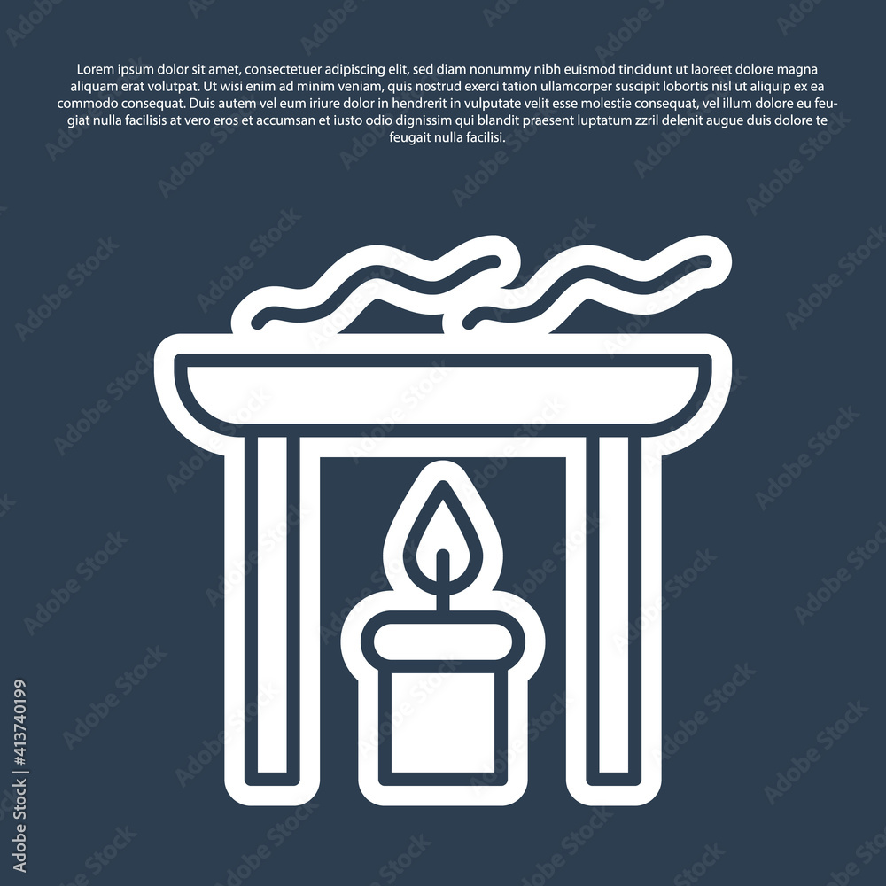 Blue line Aroma candle icon isolated on blue background. Vector. Blue line Aroma candle icon isolated on blue background. Vector.