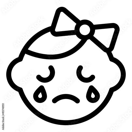 

A crying baby line icon design
