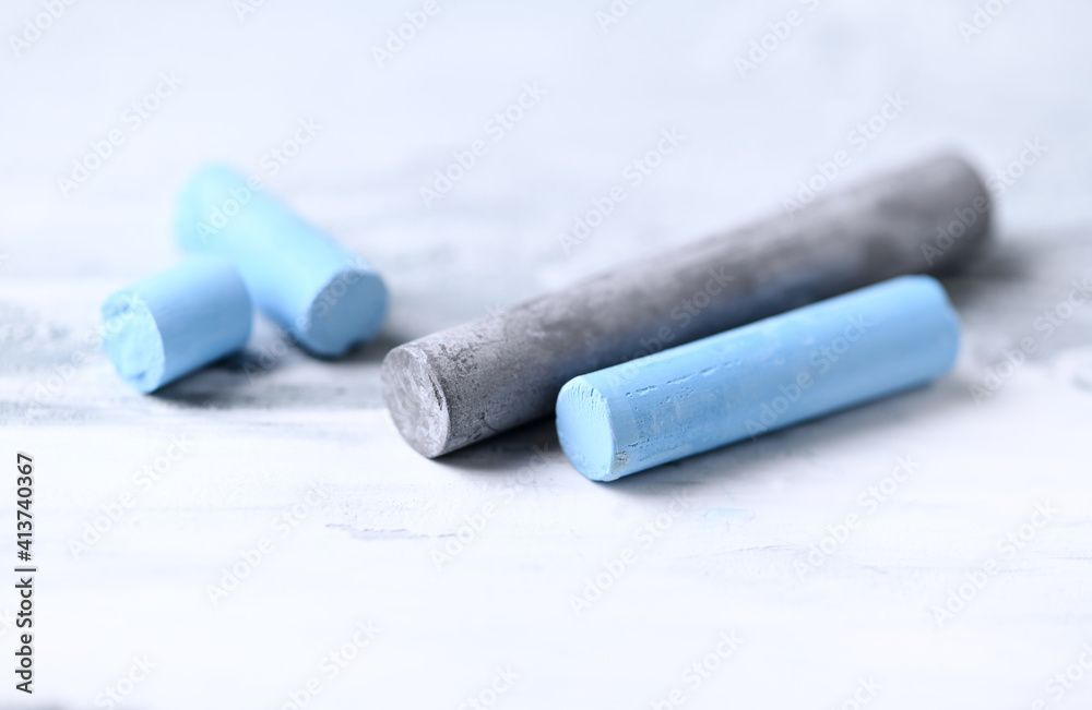 Soft pastels on bright wooden background. Close up. Soft pastels on bright wooden background. Close up.