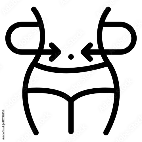 
Female belly, linear vector of slim waist 
