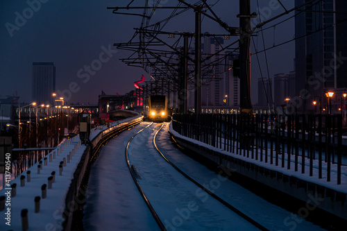 Winter landscape of rail transit in Changchun, China