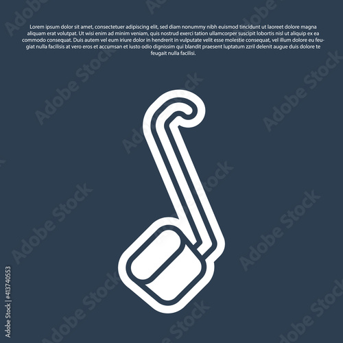Blue line Sauna ladle icon isolated on blue background. Vector.