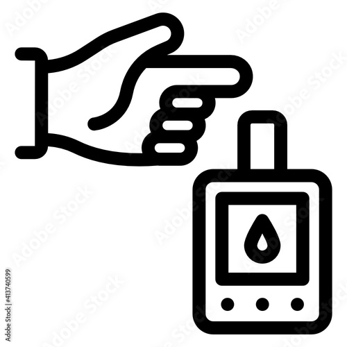 
Modern vector design of glucometer with finger, sugar test 
