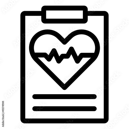 
Heartbeat on clipboard paper denoting ecg report icon
