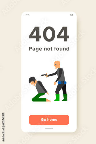 Hostage flat icon. Multicolored vector illustration of hostage and terrorist with gun