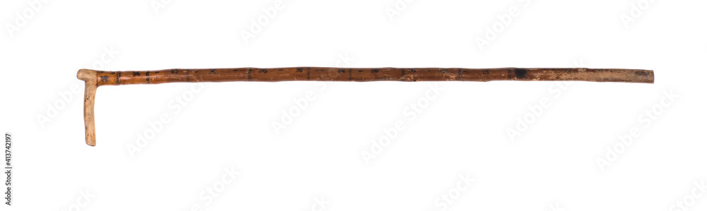 old wooden retirement cane isolated on white background cane old wooden retirement cane isolated on white background cane