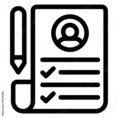 
Pencil with document denoting linear icon of student profile 
