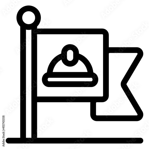 
Hat over flag, linear icon of labour day flag
