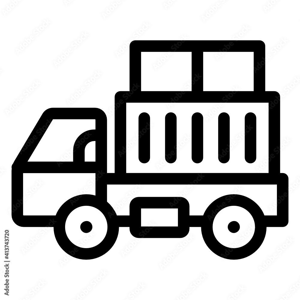 Heavy road vehicle used for carrying goods and materials, a cargo truck line vector
Heavy road vehicle used for carrying goods and materials, a cargo truck line vector