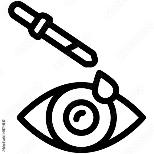 
Drop with eye, linear design of eye tear icon
