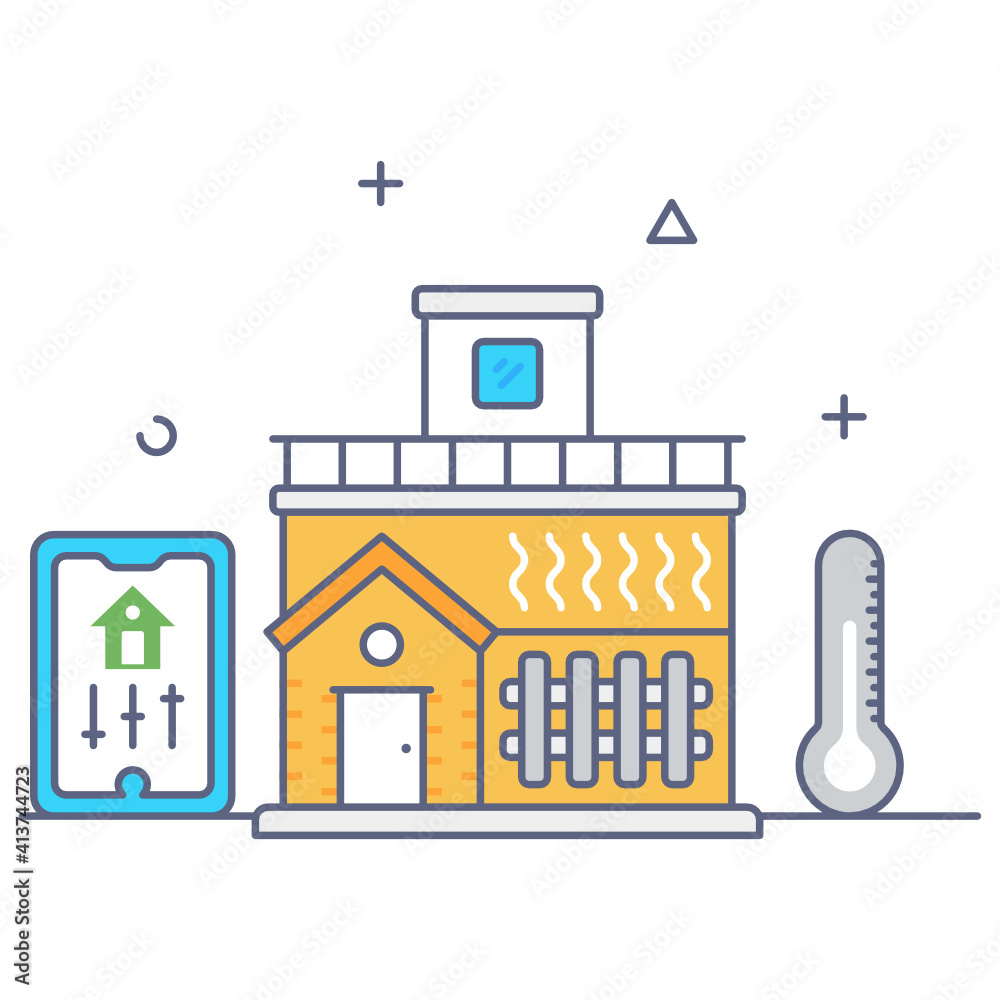 Fototapeta premium Home heating system in flat style conceptual icon 