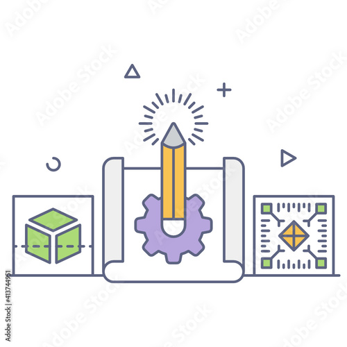 
Rapid prototyping flat outline icon, editable vector 
