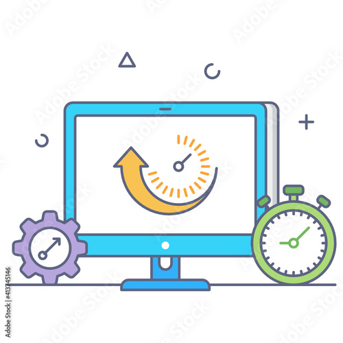 
Website uptime flat outline icon 
 photo