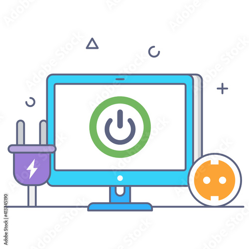 
System shutdown flat conceptual icon 
