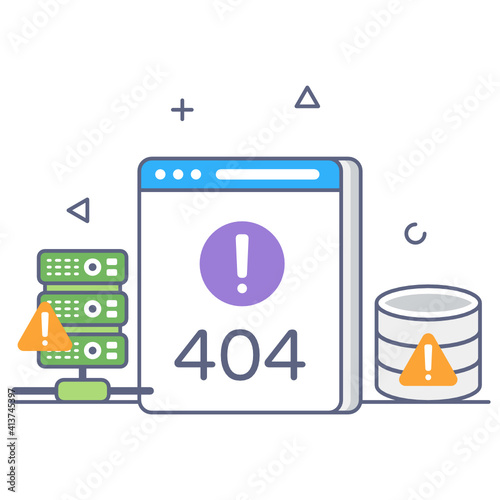 
Server error in flat outline icon, website fault 
