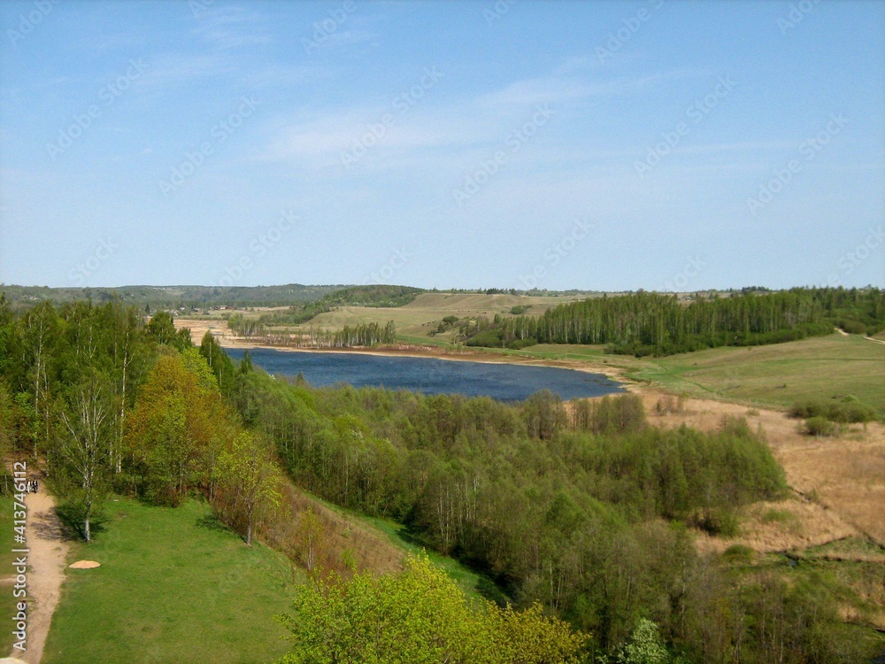 Izborsk, Mal Valley view of the blue sky lake