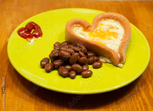 heart sausage egg