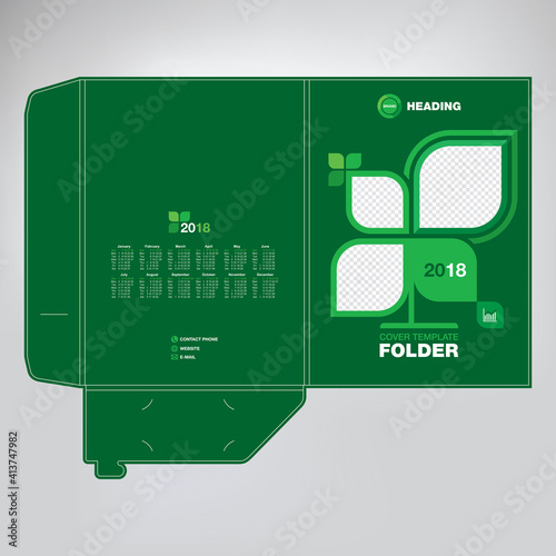 Folder design, cover for catalogue, brochures, layout for placement of photos and text, modern geometric design