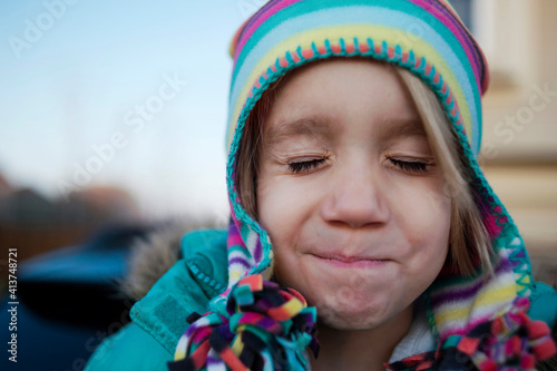 Close-up of girl with eyes closed photo