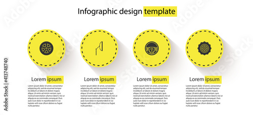 Set Car wheel, Windscreen wiper, Steering and . Business infographic template. Vector.