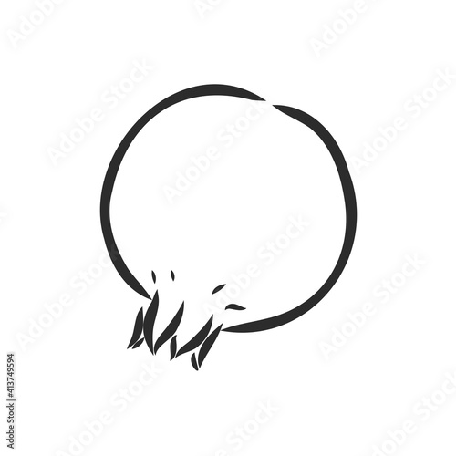 Vector sketch of tropical pomegranate fruit. Round outlines of ripe Garnet isolated on a white background, stock illustration on a horticultural theme. garnet, vector sketch on a white background