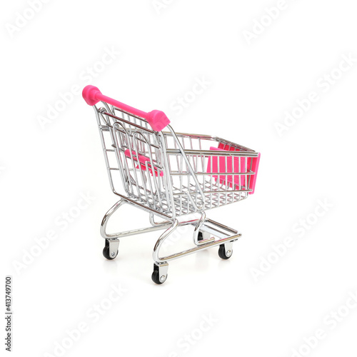 Classic shopping cart (trolley) isolated on white background © Elena