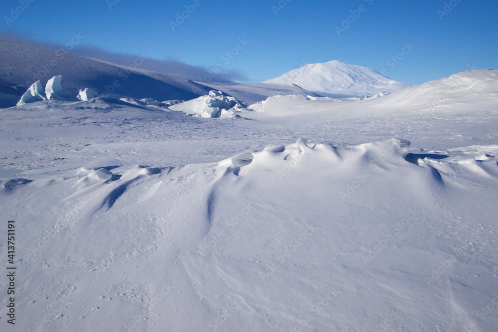 Scenic view of Mt. Erebus against clear sky Scenic view of Mt. Erebus against clear sky