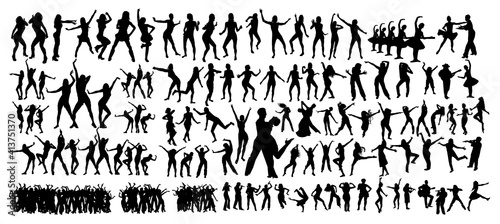 Large set. Dancing people. Vector illustration